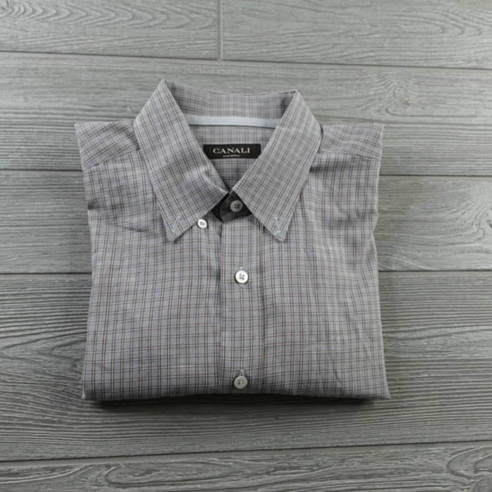 Canali Shirt Mens X-Large Plaid Preppy‎ Classic Italian Button Up Long Sleeve